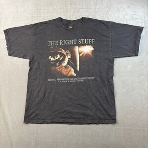 VTG NASA The Right Stuff Graphic T Shirt Black Space Tee Mens XL